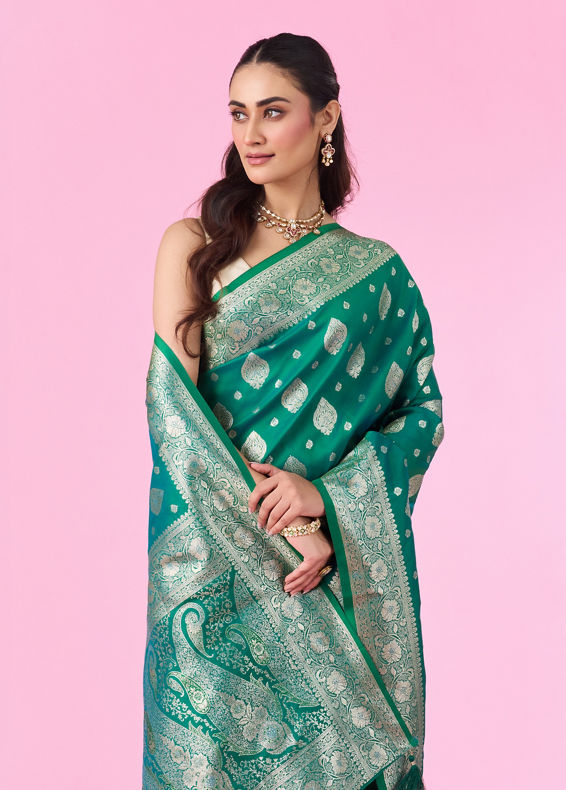 Mohey Women Radiant Rama Green Saree