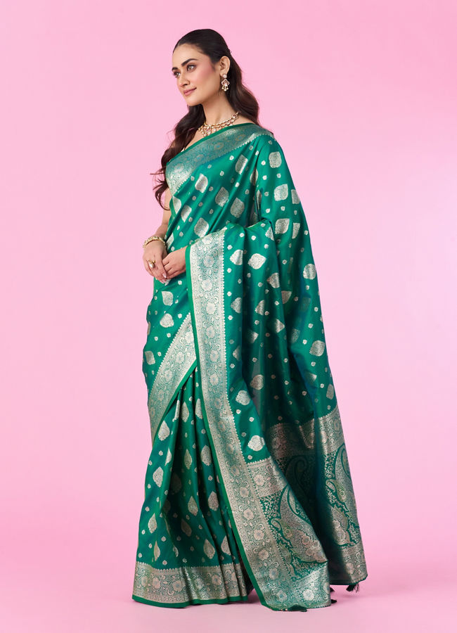 Mohey Women Radiant Rama Green Saree