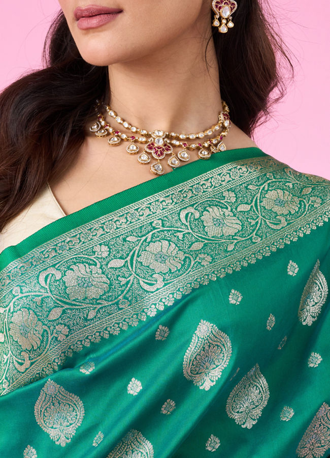 Mohey Women Radiant Rama Green Saree