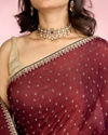 Mohey Women Exquisite Wine Organza Saree