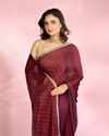 Mohey Women Exquisite Wine Organza Saree