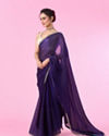 Mohey Women Dazzling Purple Organza Saree