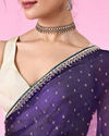 Mohey Women Dazzling Purple Organza Saree