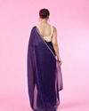 Mohey Women Dazzling Purple Organza Saree