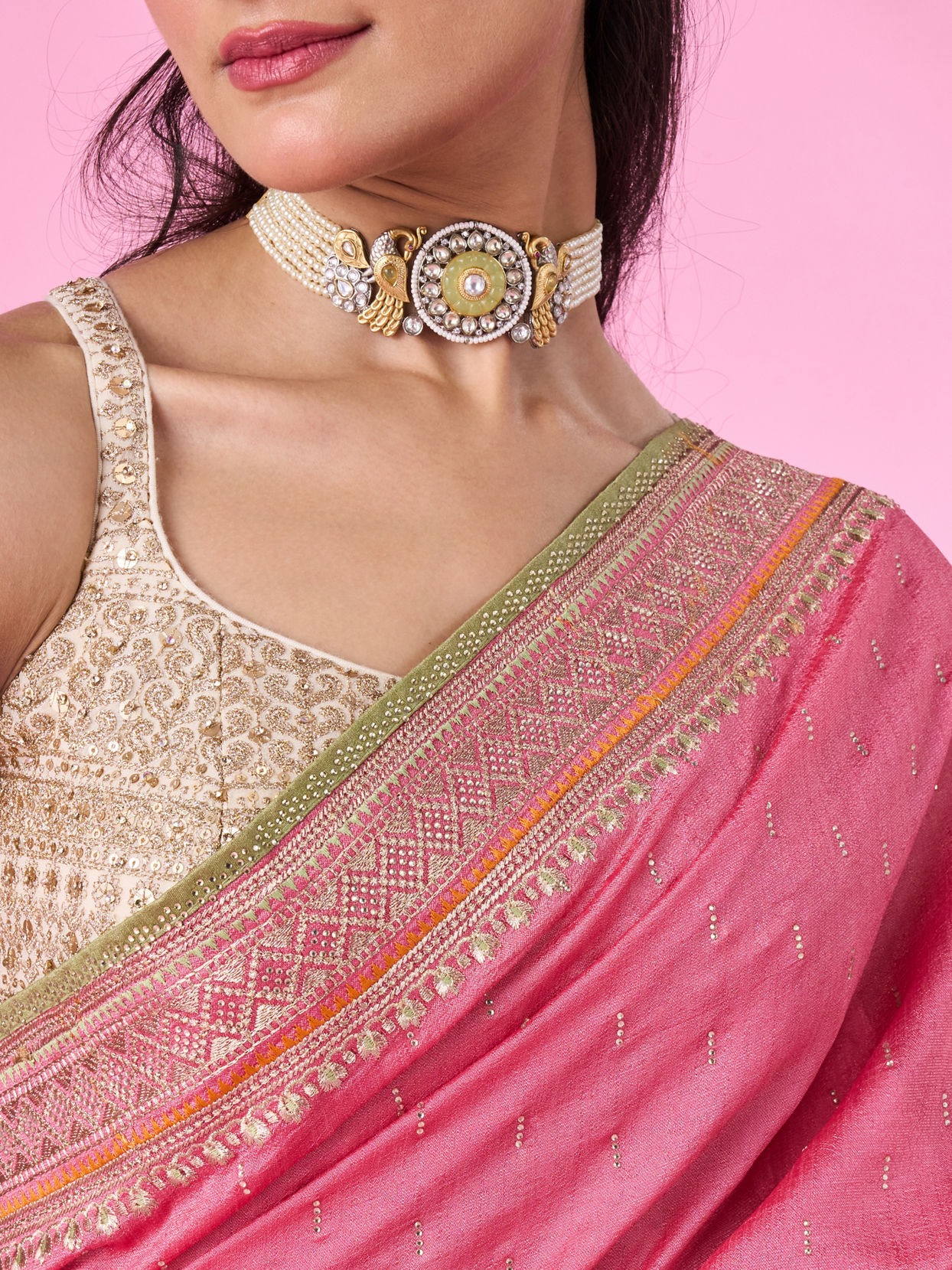 Mohey Women Elegant Pink Saree