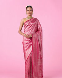 Mohey Women Dazzling Festive Pink Banarasi Saree