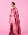 Mohey Women Dazzling Festive Pink Banarasi Saree