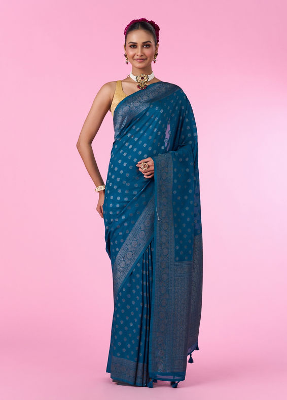 Mohey Women Blue Elegance Banarasi Saree