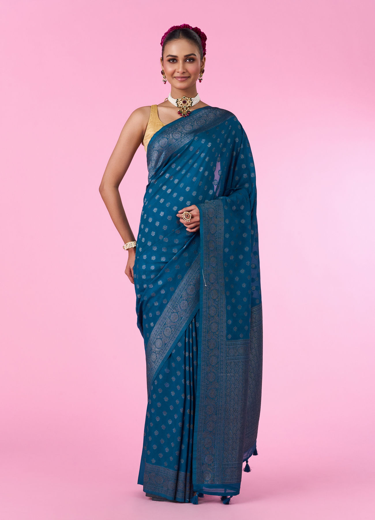 Mohey Women Blue Elegance Banarasi Saree