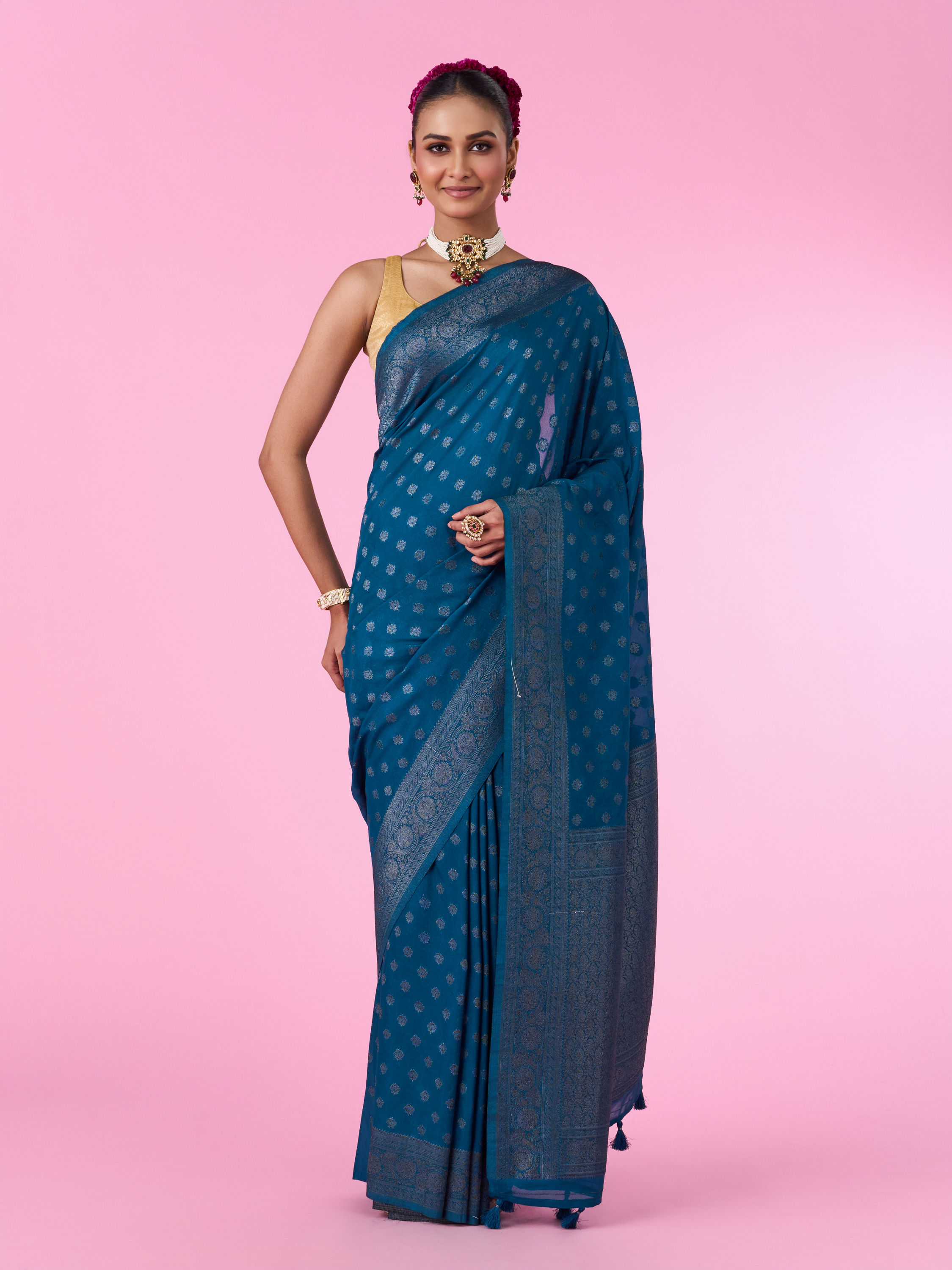 Mohey Women Blue Elegance Banarasi Saree