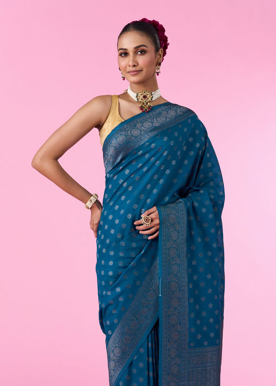 Mohey Women Blue Elegance Banarasi Saree