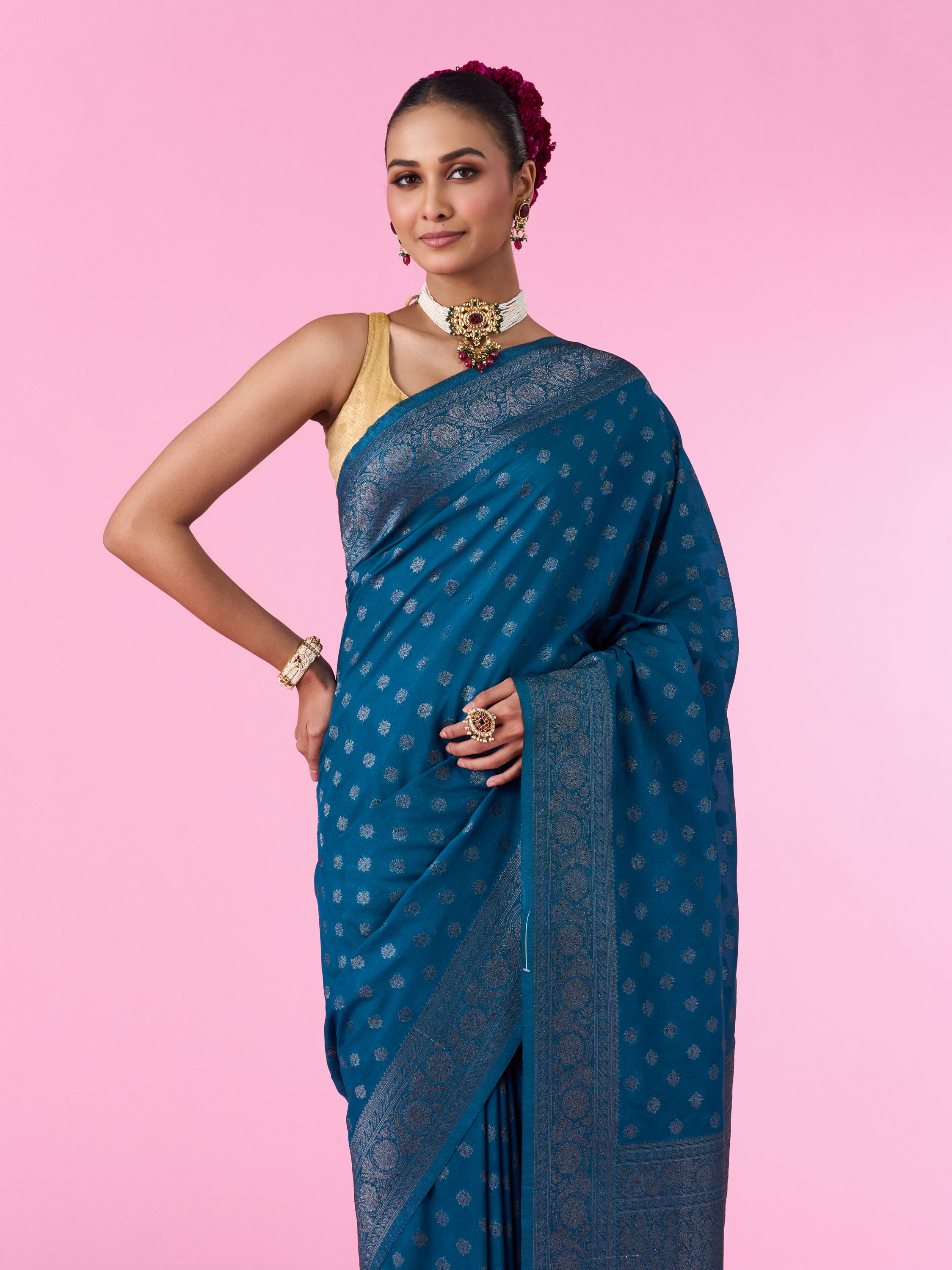 Mohey Women Blue Elegance Banarasi Saree