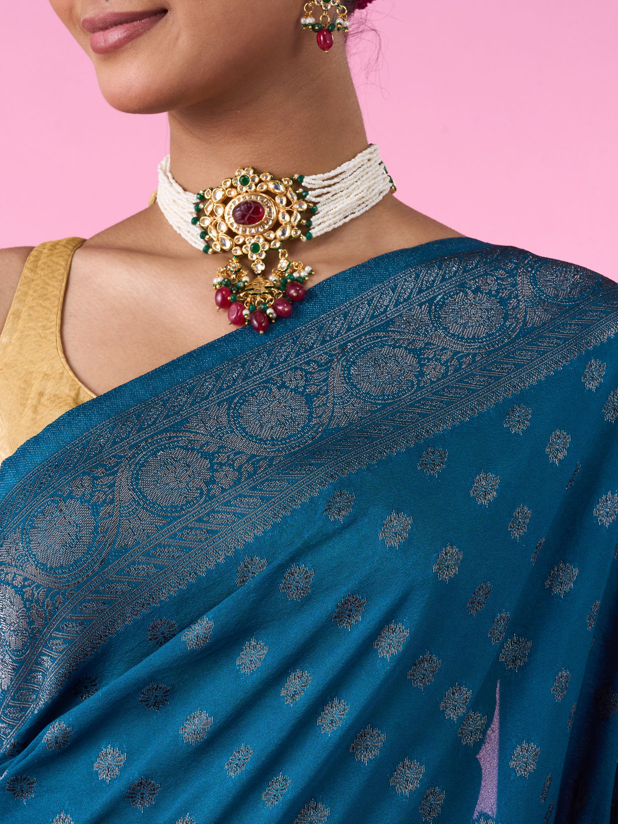 Mohey Women Blue Elegance Banarasi Saree