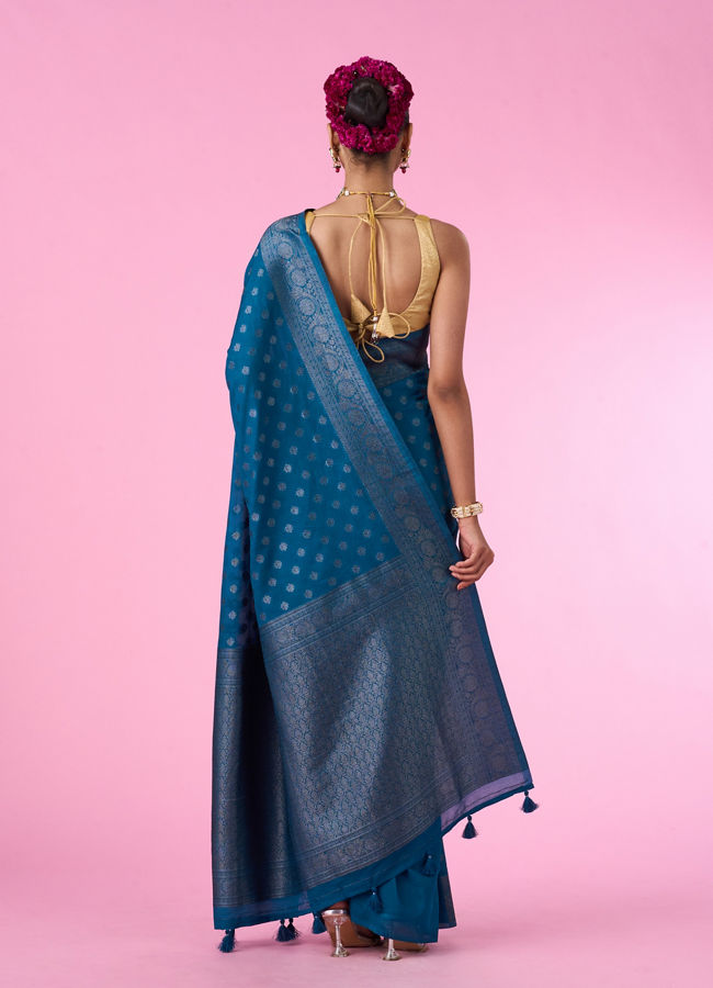 Mohey Women Blue Elegance Banarasi Saree