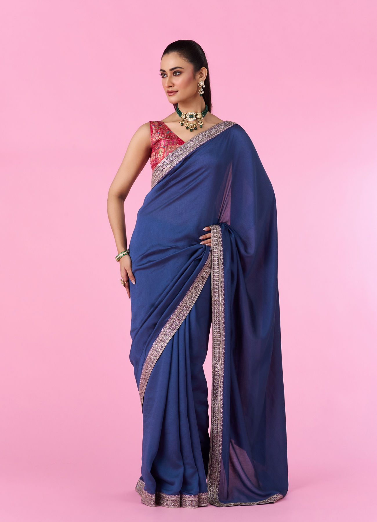Mohey Women Aqua Brilliance Art Silk Saree