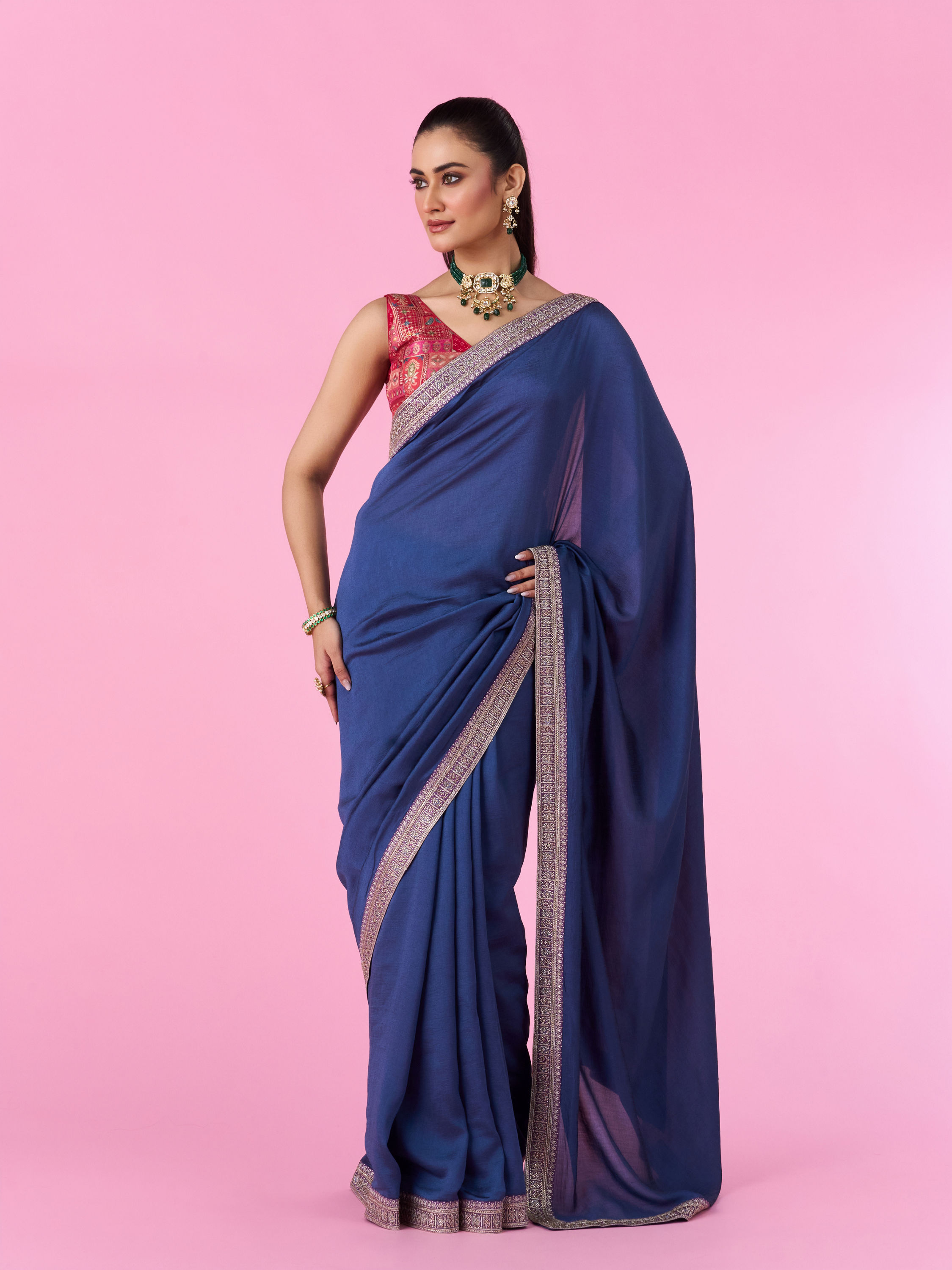 Mohey Women Aqua Brilliance Art Silk Saree