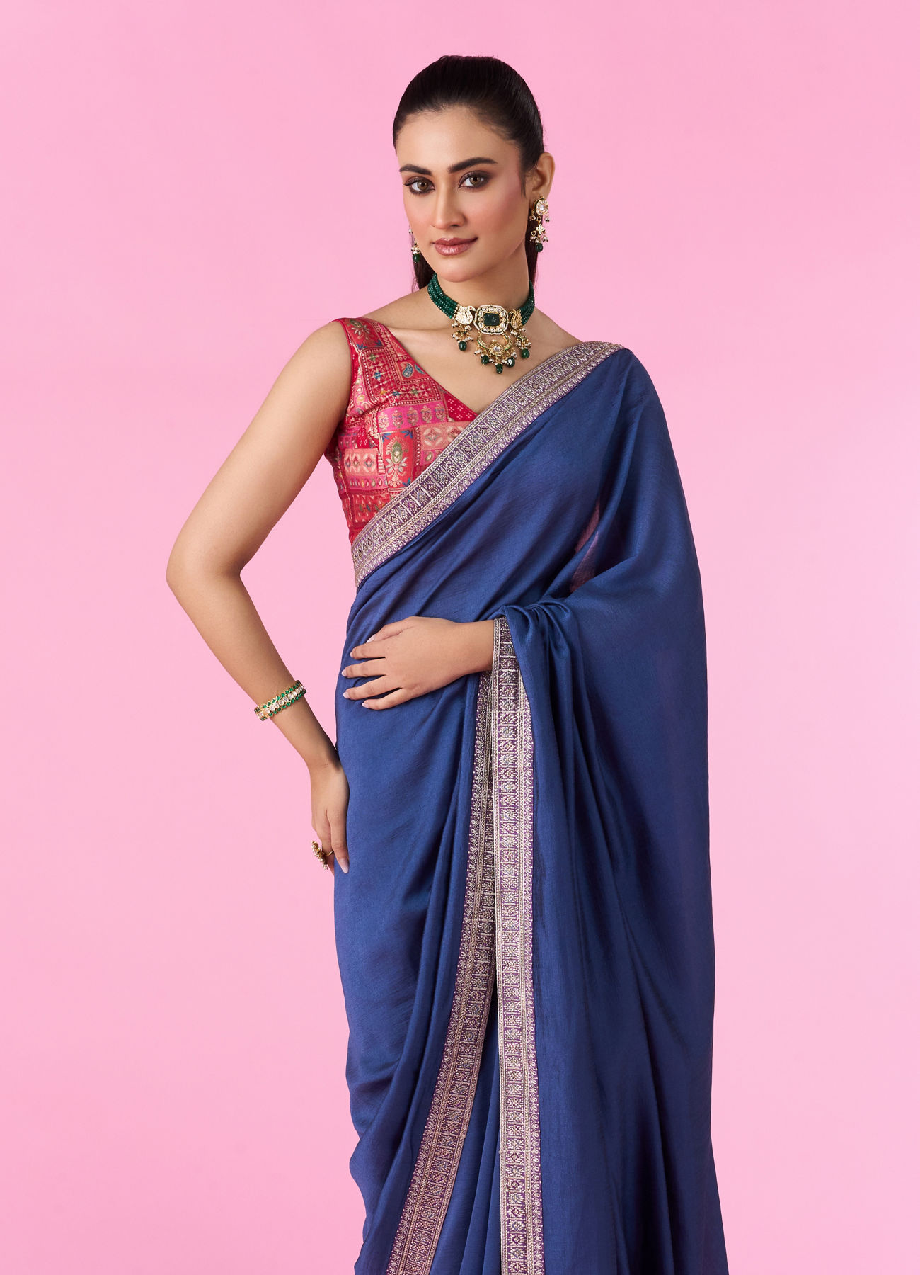 Mohey Women Aqua Brilliance Art Silk Saree