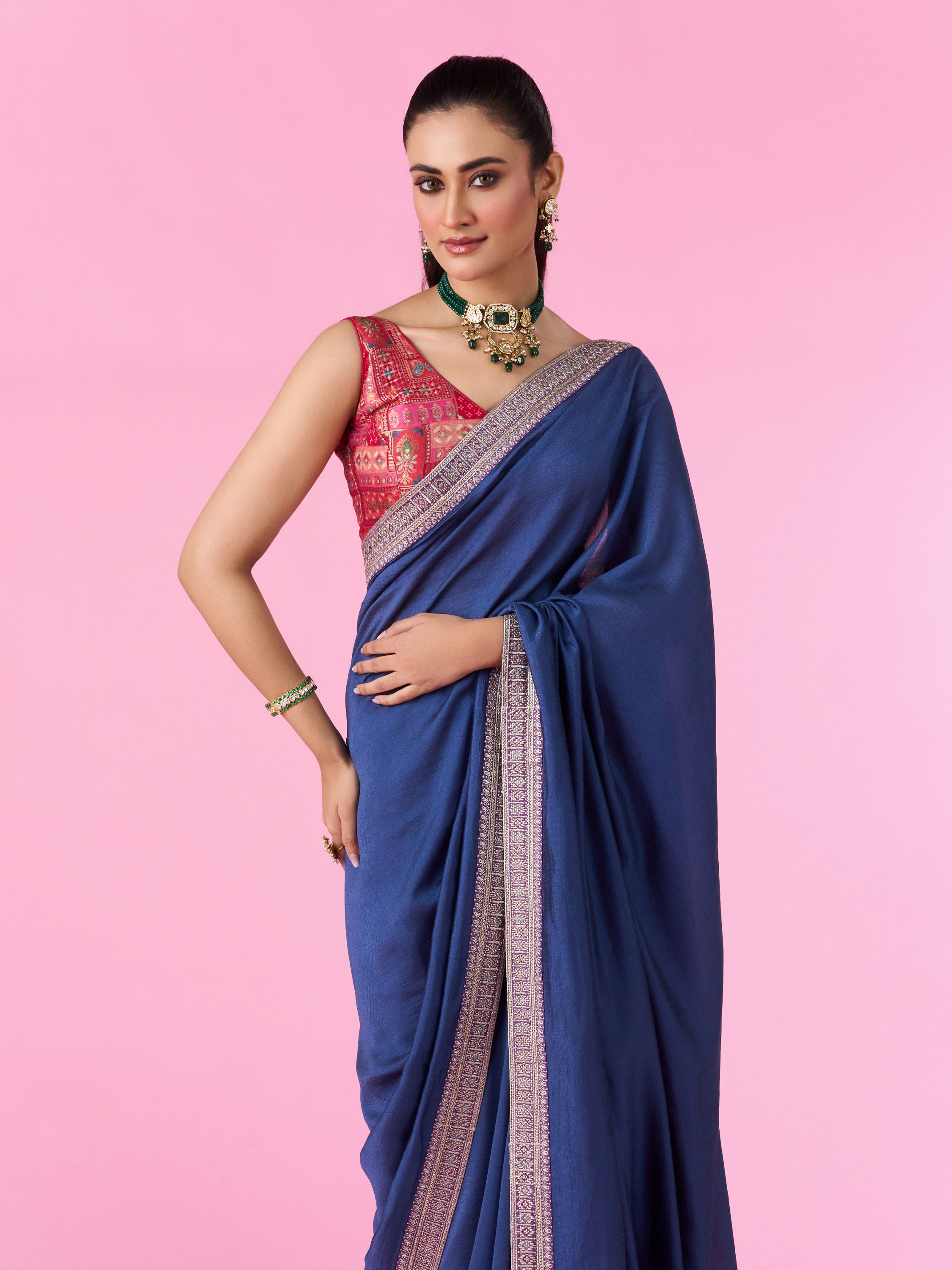 Mohey Women Aqua Brilliance Art Silk Saree