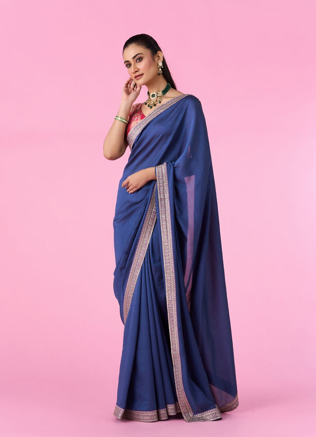Mohey Women Aqua Brilliance Art Silk Saree