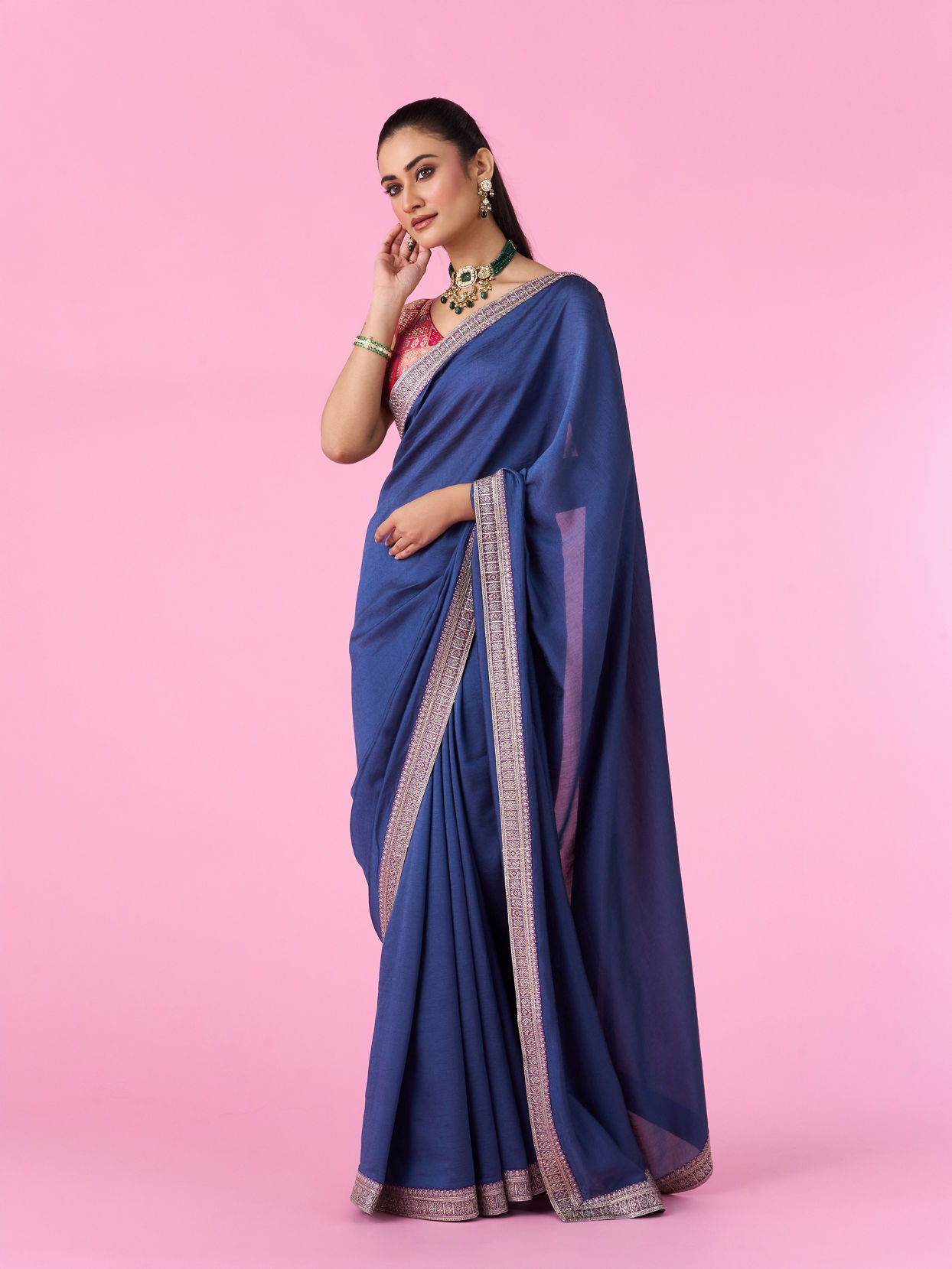 Mohey Women Aqua Brilliance Art Silk Saree