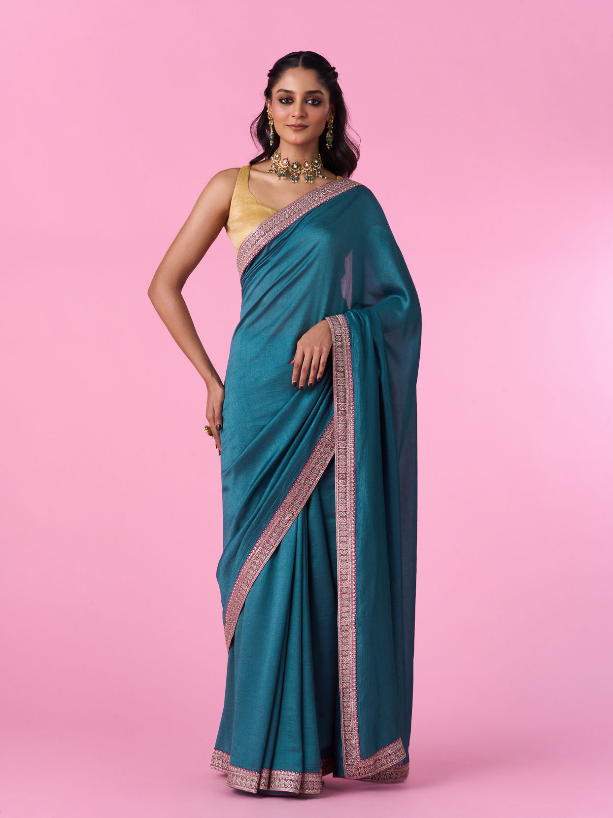 Mohey Women Emerald Aura Silk Saree