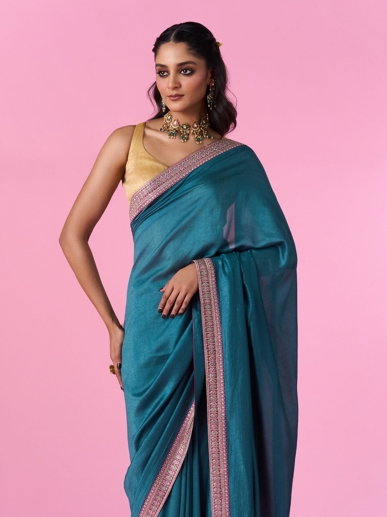 Mohey Women Emerald Aura Silk Saree