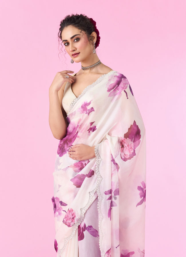 Mohey Women Purple Party Wear Saree