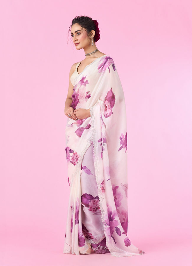 Mohey Women Purple Party Wear Saree