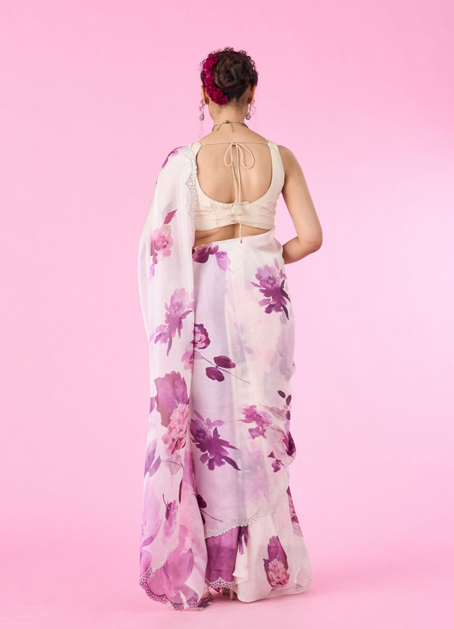 Mohey Women Purple Party Wear Saree