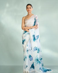 Mohey Women Enchanting Azure Organza Saree