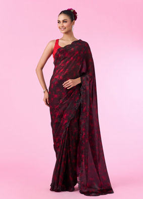 Mohey Women Pink Allure Organza Saree