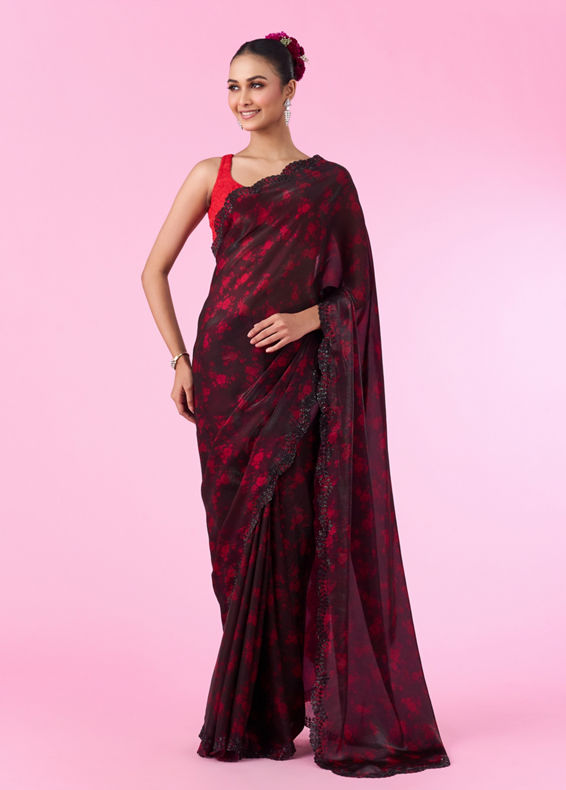 Mohey Women Pink Allure Organza Saree