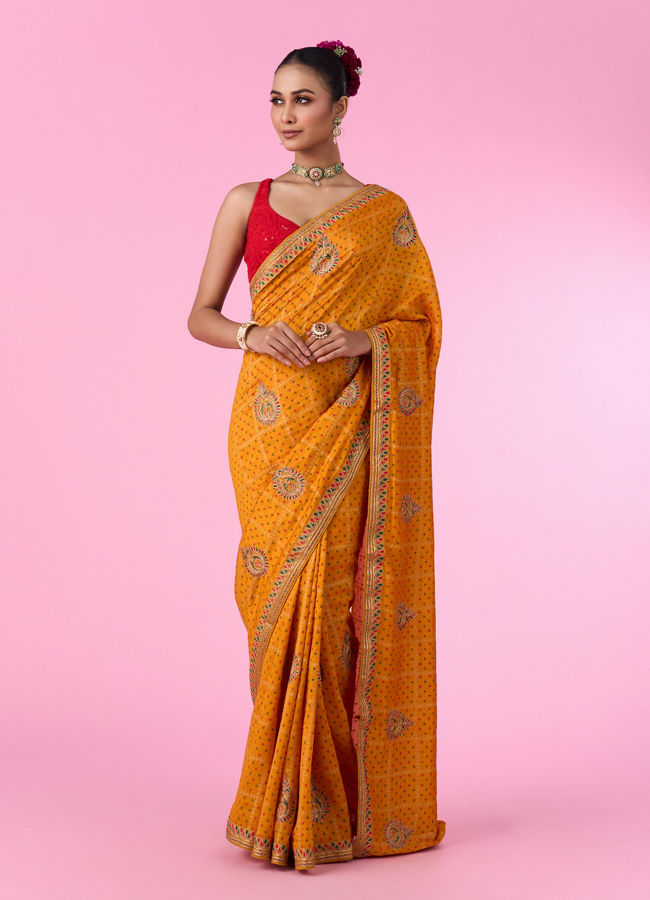 Mohey Women Mustard Yellow Exuberance Saree