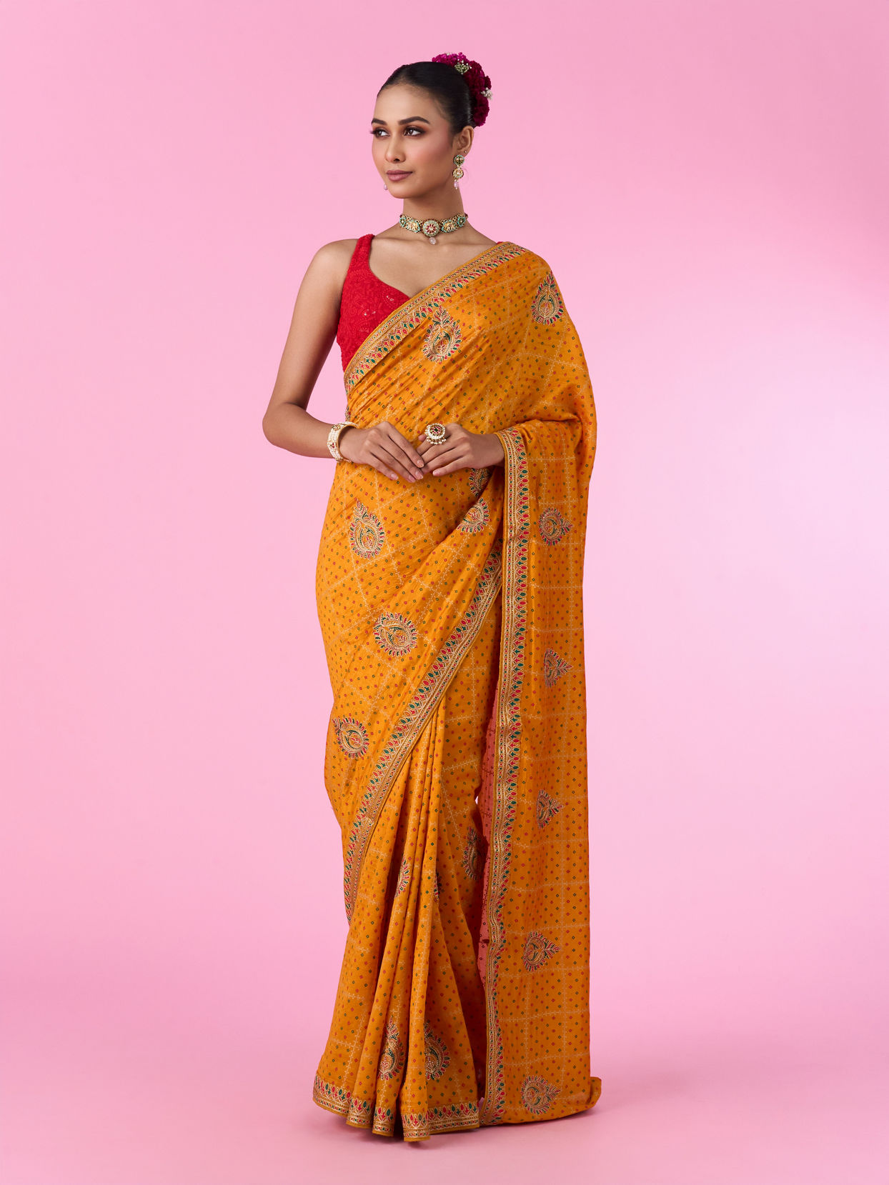 Mohey Women Mustard Yellow Exuberance Saree