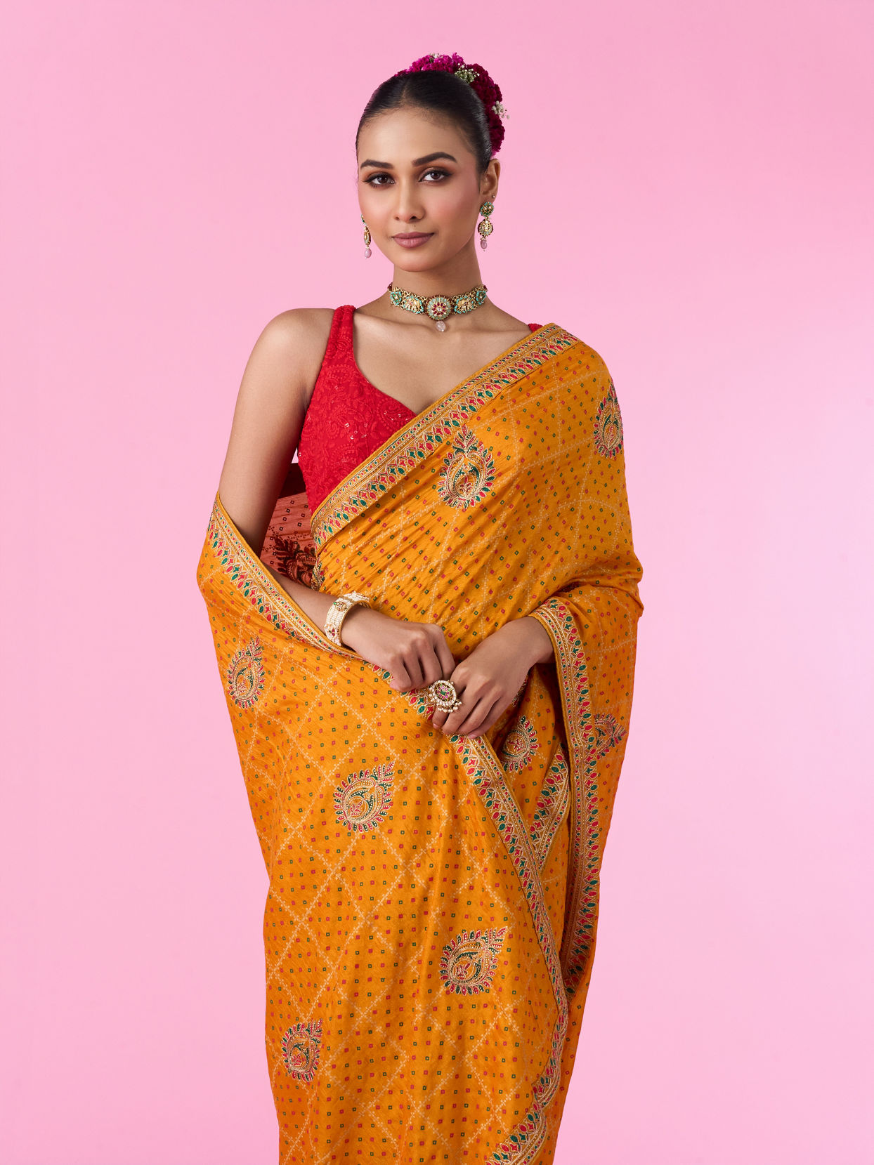 Mohey Women Mustard Yellow Exuberance Saree