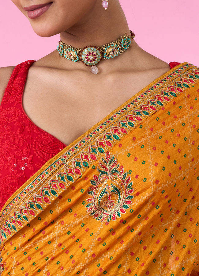 Mohey Women Mustard Yellow Exuberance Saree