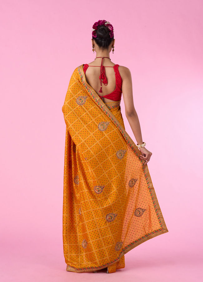 Mohey Women Mustard Yellow Exuberance Saree