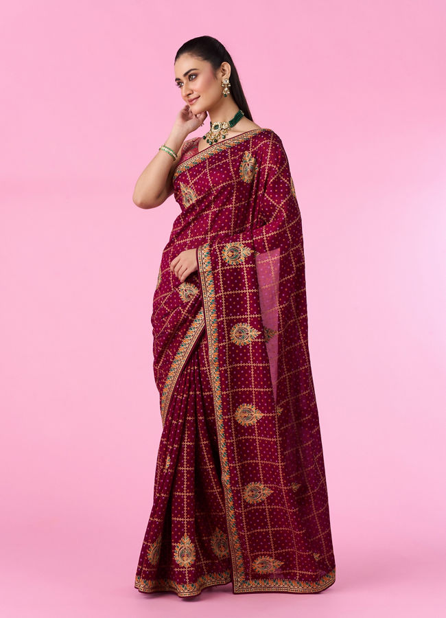 Mohey Women Enchanting Wine Saree