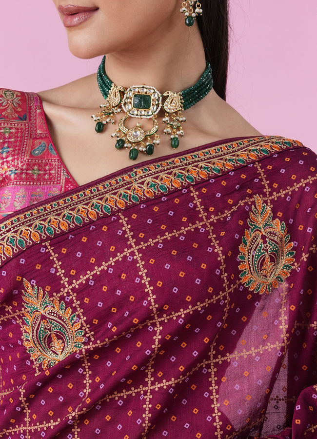 Mohey Women Enchanting Wine Saree