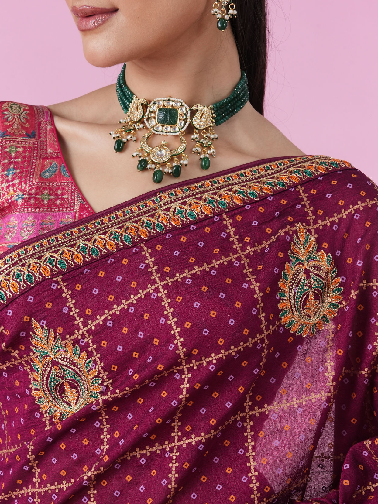 Mohey Women Enchanting Wine Saree
