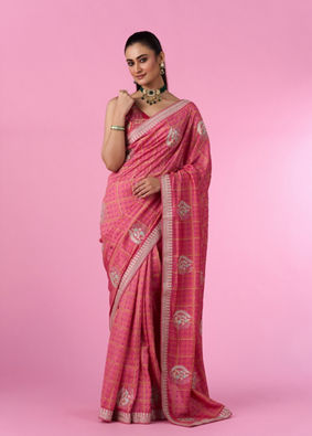 Mohey Women Enchanting Pink Radiance Saree