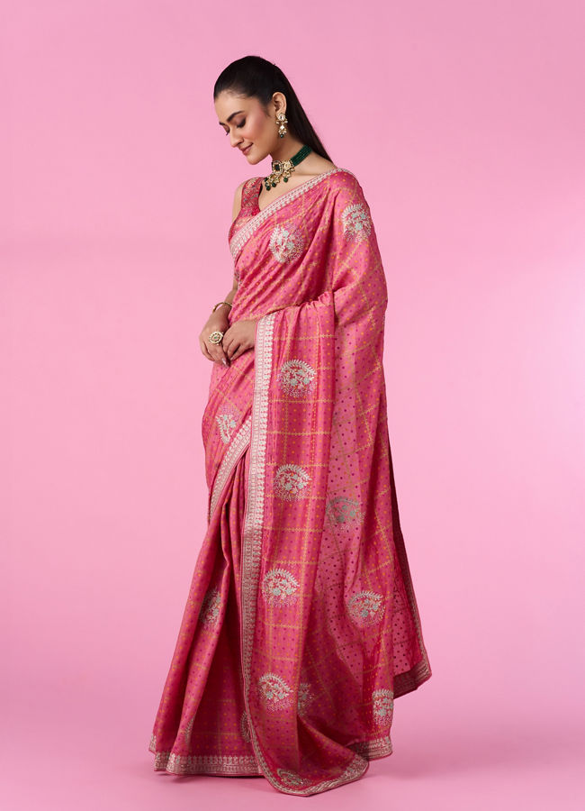 Mohey Women Enchanting Pink Radiance Saree