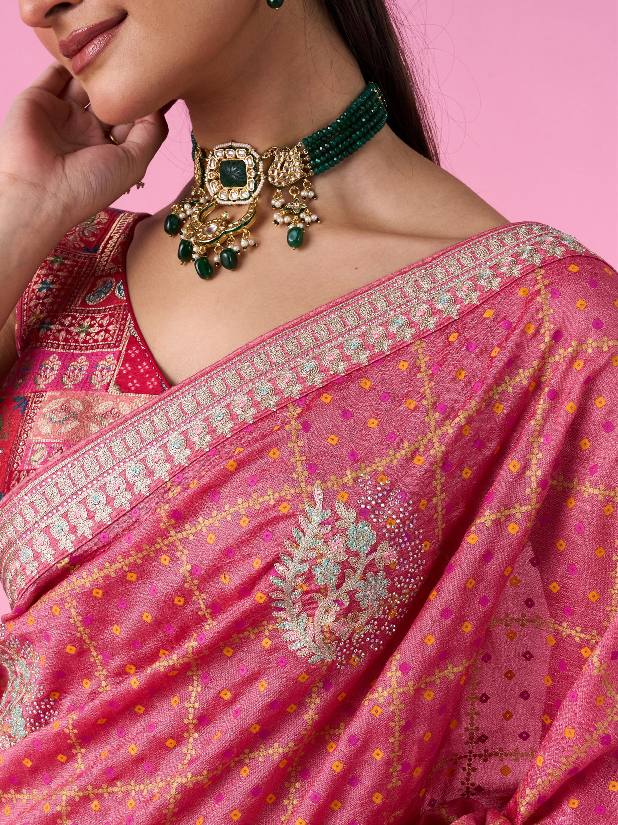 Mohey Women Enchanting Pink Radiance Saree