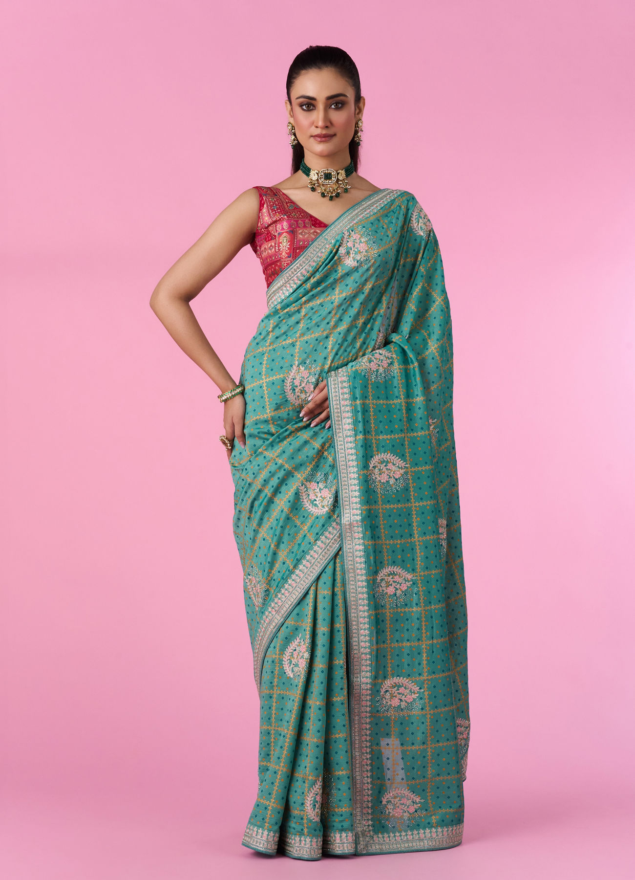 Mohey Women Sea Green Elegance Saree