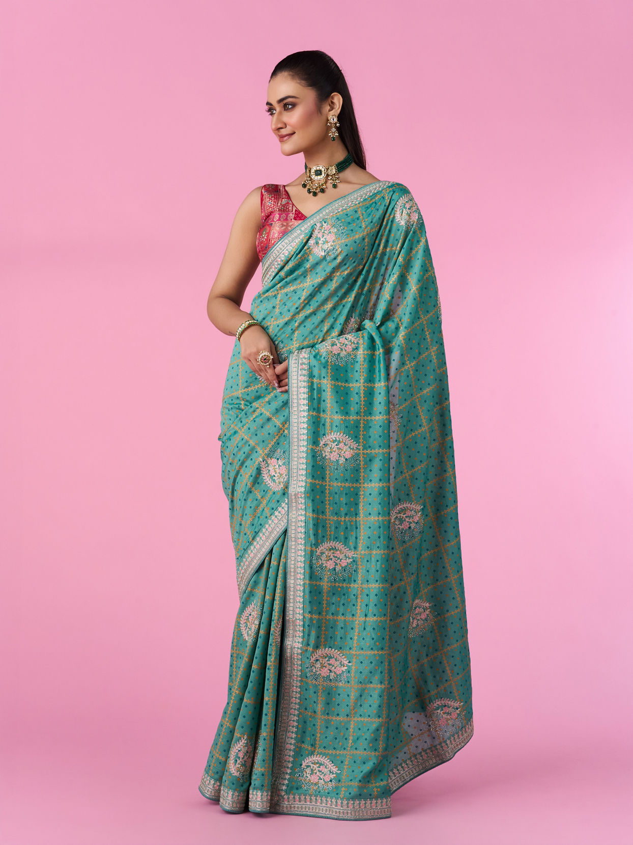 Mohey Women Sea Green Elegance Saree