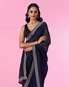 Mohey Women Indigo Organza Elegance Saree