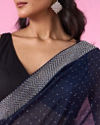 Mohey Women Indigo Organza Elegance Saree