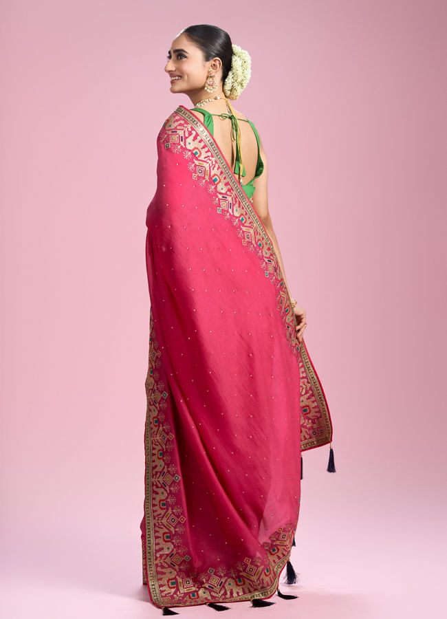 Mohey Women Radiant Pink Elegance Saree