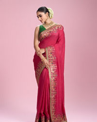 Mohey Women Radiant Pink Elegance Saree