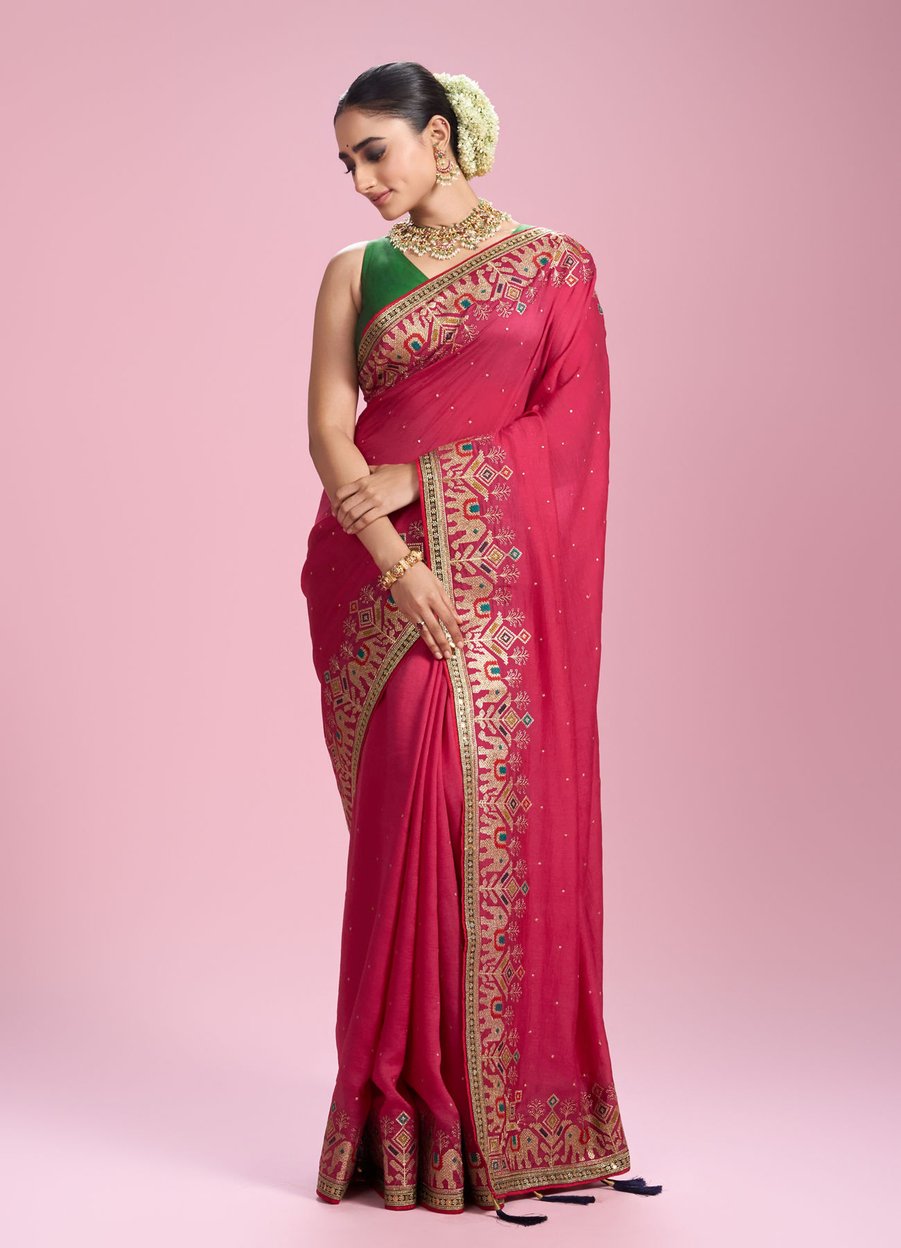 Mohey Women Radiant Pink Elegance Saree